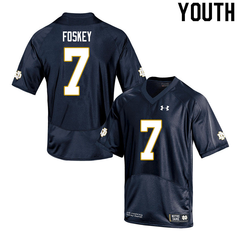 Youth #7 Isaiah Foskey Notre Dame Fighting Irish College Football Jerseys Sale-Navy - Click Image to Close